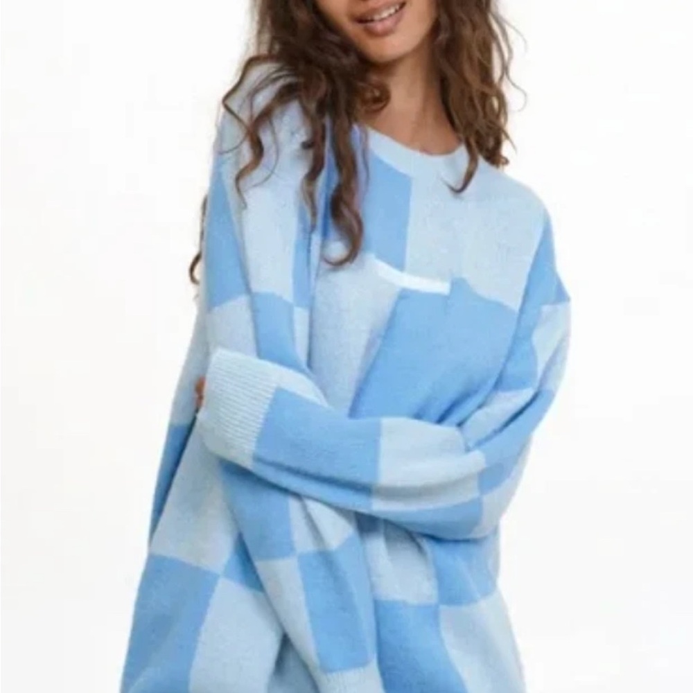 Notice the Reckless, Blue Checkered Sweater, Women’s Size XL - Picture 8 of 8